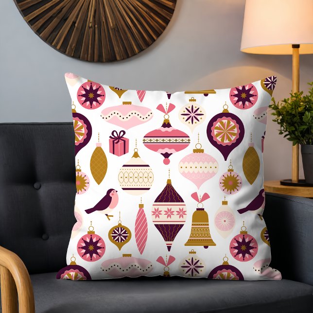 Coussin Noël Vacances Vintage Décorations Rétro Bauble (Créateur téléchargé)