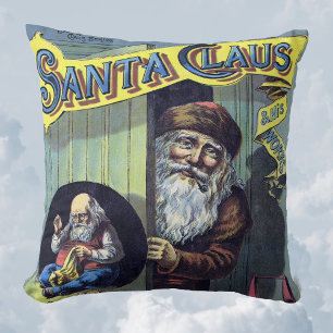 Coussin Noël vintage, le Père Noël et son oeuvre
