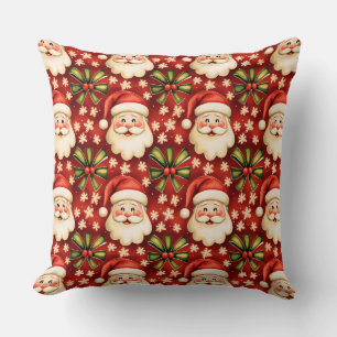Coussin Noël vintage rétro Père Noël et rubans