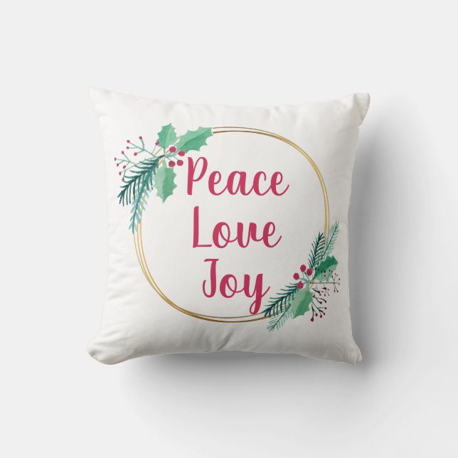Coussin Noël Wreath Paix Amour et joie Moderne (Recto)