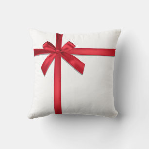 Coussin Nœud de ruban de satin rouge pour la fête de Noël
