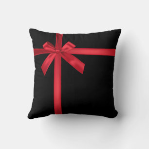 Coussin Nœud de ruban de satin rouge pour la fête de Noël