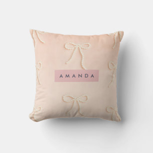 Coussin Nœud élégant personnalisé en perles de couleur ros