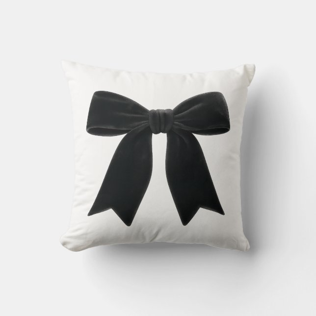 Coussin Nœud en velours noir élégant et tendance (Recto)