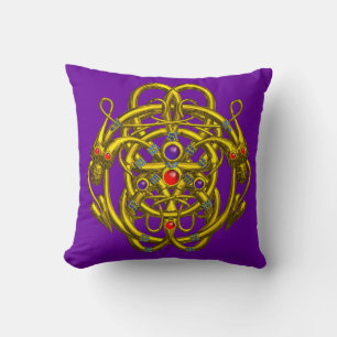 COUSSIN NOEUDS CELTIQUES D'OR AVEC DRAGONS DOUCES