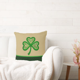 Coussin Nœuds celtiques du trèfle irlandais St Patrick