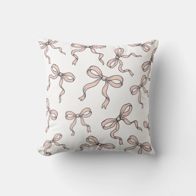 Coussin Nœuds de ruban rose tendance mignons contourné en  (Recto)