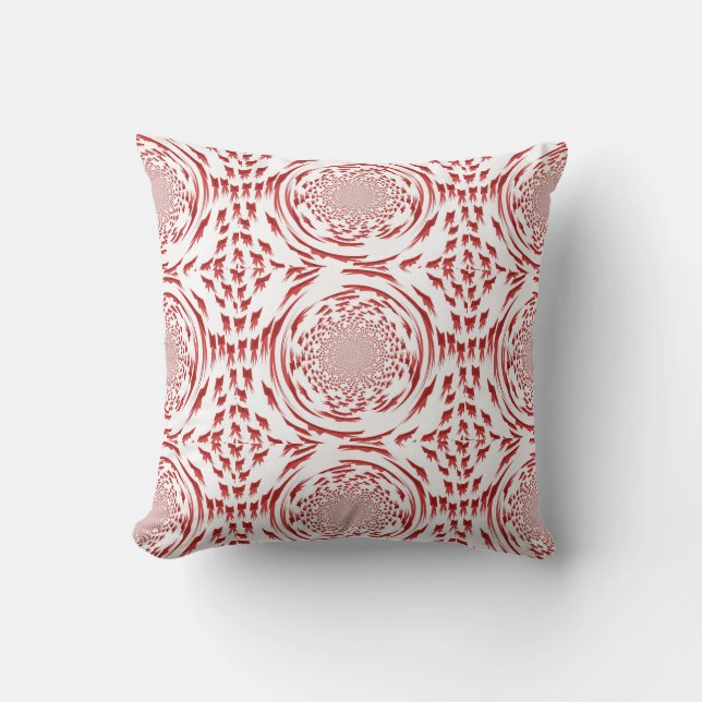 Coussin Nœuds fractals rouges et blancs (Recto)