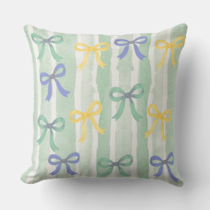 Coussin Nœuds pastel à motif de ruban peint à la main