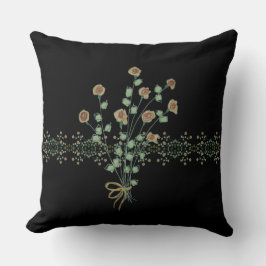 Coussin Noir à Accent Floral