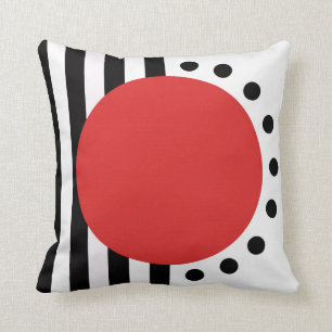 Coussin Noir abstrait moderne de coussin, rouge, blanc