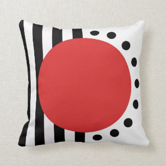 Coussin Noir abstrait moderne de coussin, rouge, blanc