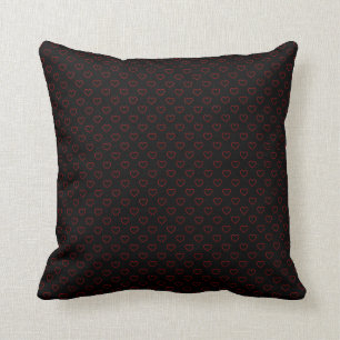 Coussin noir aux petits coeurs rouges Motif