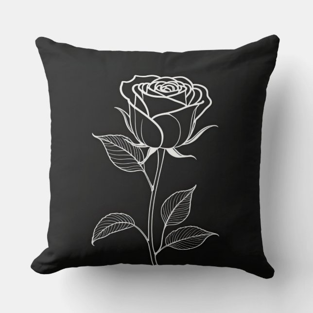 Coussin Noir avec Rose blanche (Recto)