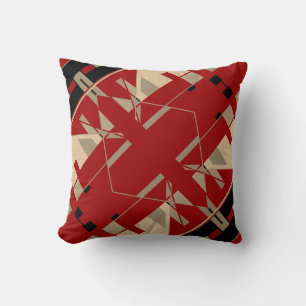 Coussin Noir Beige foncé Rouge Sud-Ouest Art Regardez sur