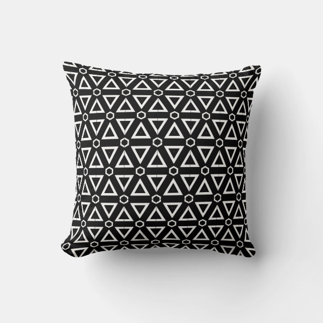 Coussin Noir blanc abstrait motif solide dos (Recto)