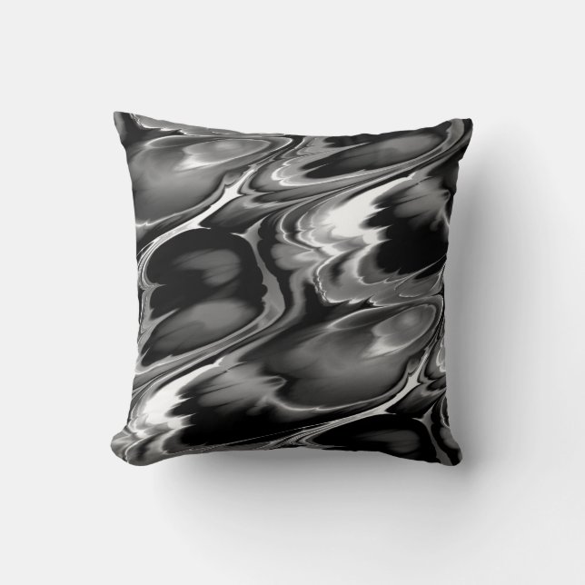 Coussin Noir blanc et gris Conception abstraite (Recto)