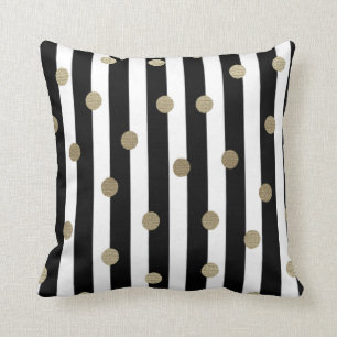 Coussin Noir, Blanc et Or