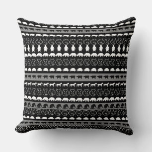Coussin Noir Blanc mignon Animaux Motif #2