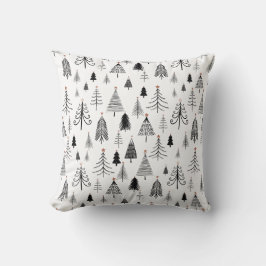 Coussin Noir blanc sapin Motif minimaliste