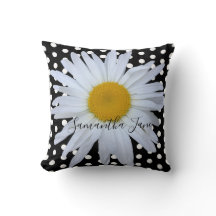 Noir Chic Blanc Pois Daisy Personnalisé