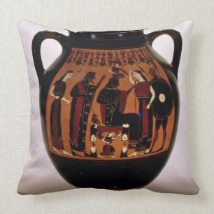 Coussin Noir-chiffre amphora de grenier dépeignant la
