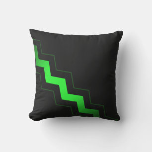 Coussin Noir clair avec Zigzag vert citron vert
