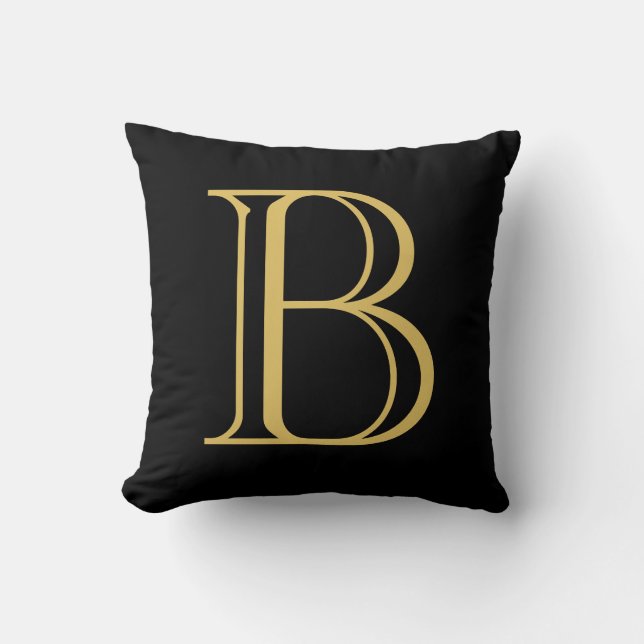 Coussin Noir couleur or Monogramme professionnel Calligrap (Recto)