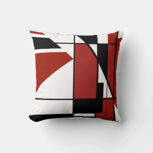Coussin Noir de Bourgogne sur blanc Géométrique Conception