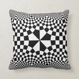 Coussin Noir de tourbillonnement et blanc d'illusion