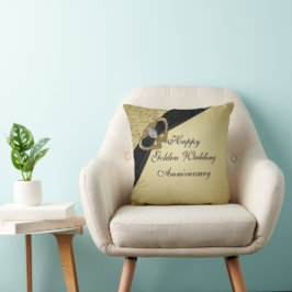 Coussin Noir d'or 50e anniversaire Mariage