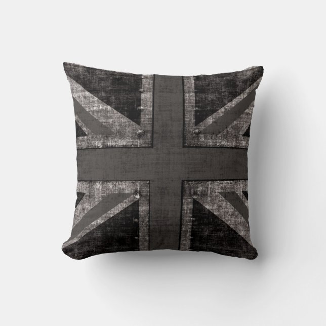 Coussin noir d'Union Jack et blanc grunge de (Recto)