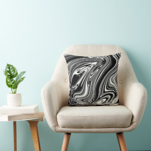 Coussin noir et blanc Abstrait