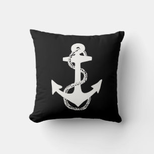 Coussin noir et blanc ANCRE + CORDE - recto verso