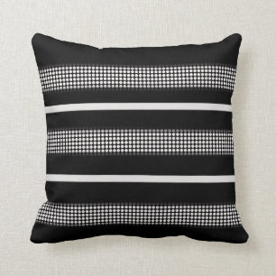 Coussin noir et blanc avec le point et la ligne