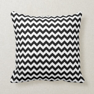 Coussin Noir et blanc classique Gras Chevron Design