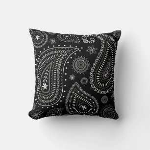 Coussin Noir Et Blanc Classique Paisley Charme