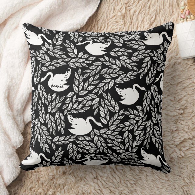 Coussin Noir et Blanc Cygne N'importe quelle couleur (Couverture)