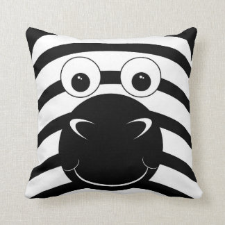 Coussin noir et blanc d'accent de visage de zèbre