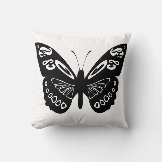 Coussin noir et blanc d'ailes de dentelle de (Recto)