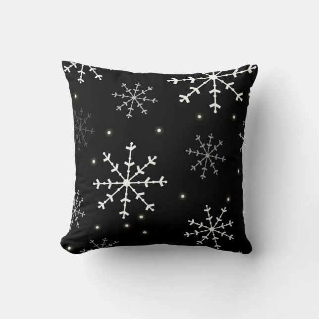 Coussin noir et blanc de flocon de neige (Recto)