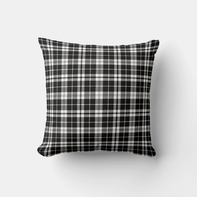 Coussin noir et blanc de plaid (Recto)