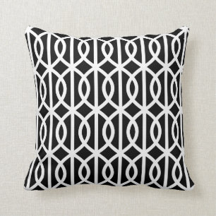 Coussin noir et blanc de treillis