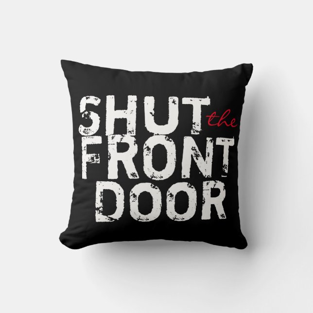 Coussin noir et blanc humoristique (Recto)