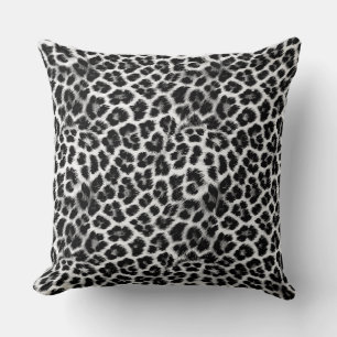Coussin Noir et blanc monochrome, léopard motif