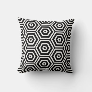 Coussin Noir et blanc motif abstrait arrière solide