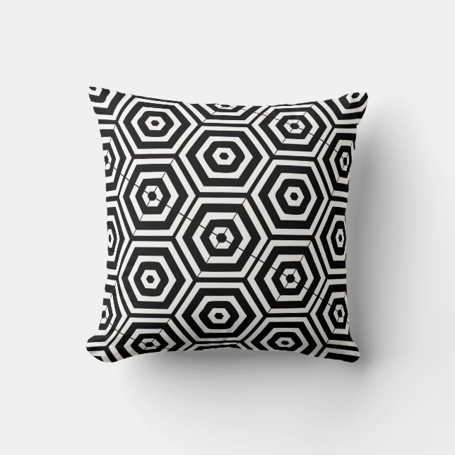 Coussin Noir et blanc motif abstrait arrière solide (Recto)