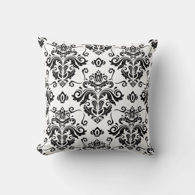 Coussin Noir et blanc oriental : Texture classique (Recto)