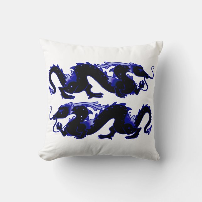 Coussin Noir et bleu de dragon de dragon (Recto)