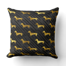 Noir et motif de teckel d'or